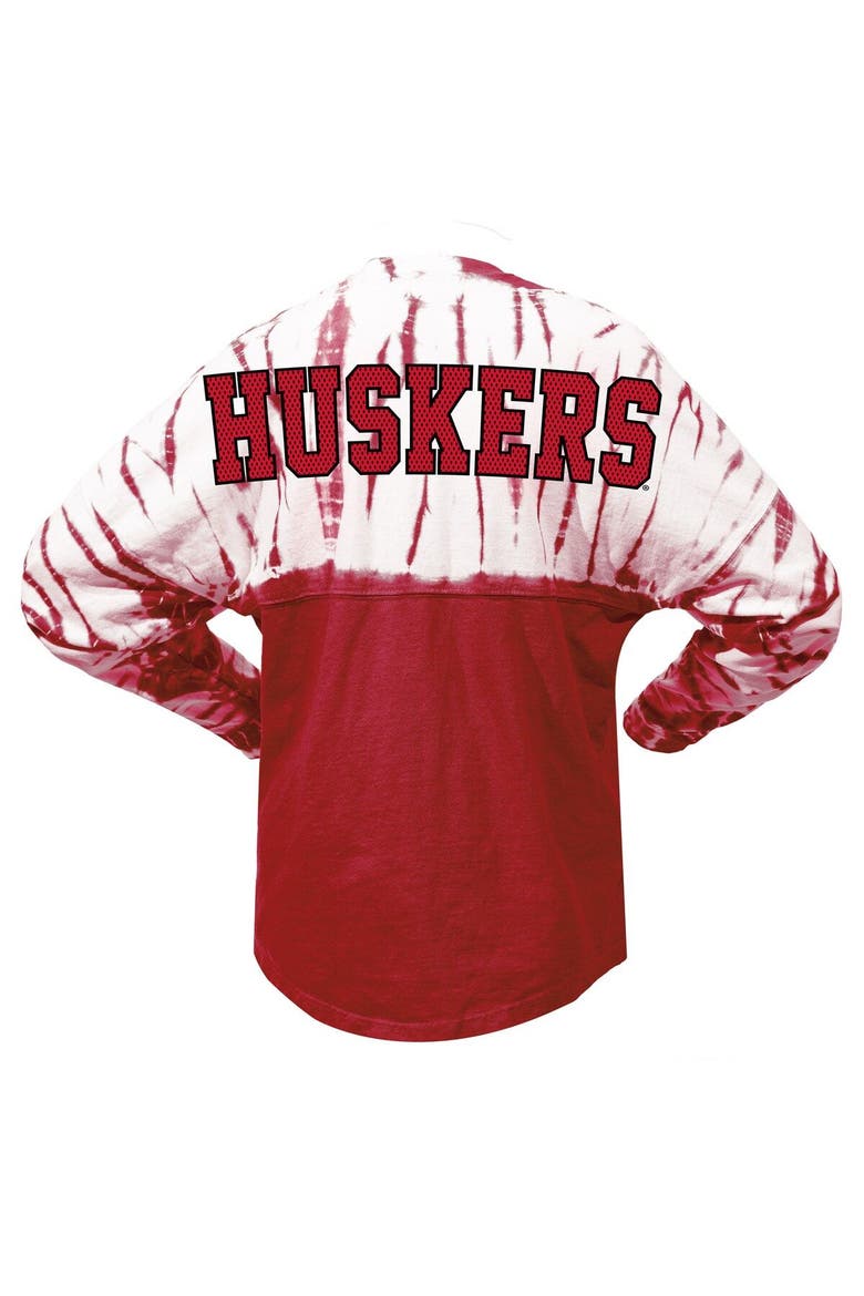 Women's Scarlet Nebraska Huskers Tie-Dye Long Sleeve Jersey T-Shirt, Alternate, color, Scarlet