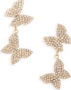 Tasha Double Butterfly Crystal Pavé Drop Earrings