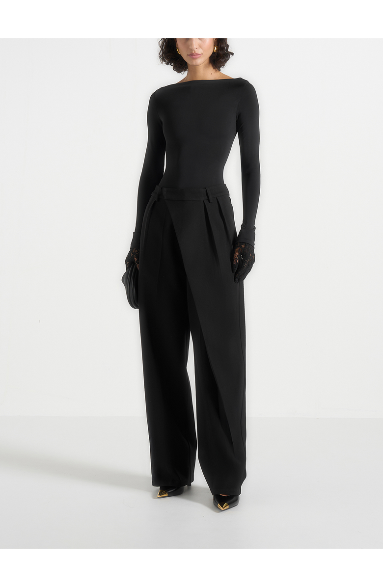 Manière De Voir Colette Tailored Wrap Pleat Trousers, Alternate, color, Black