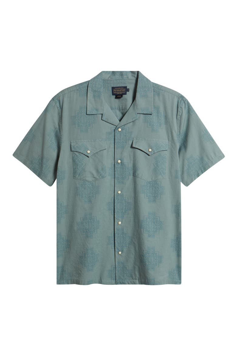 Short Sleeve Snap-Up Western Shirt, Alternate, color, CHIEF JOSEPH GREEN
