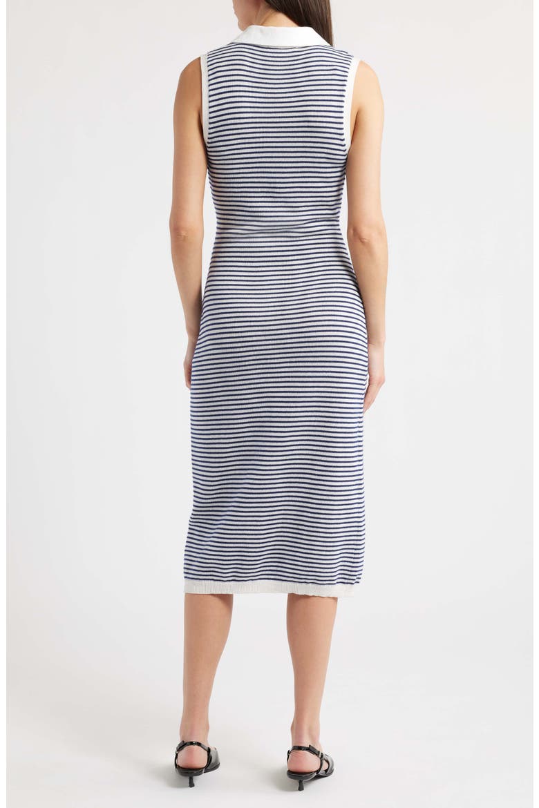 The Bold Stripe Knit Polo Midi Dress, Alternate, color, NAVY MULTI