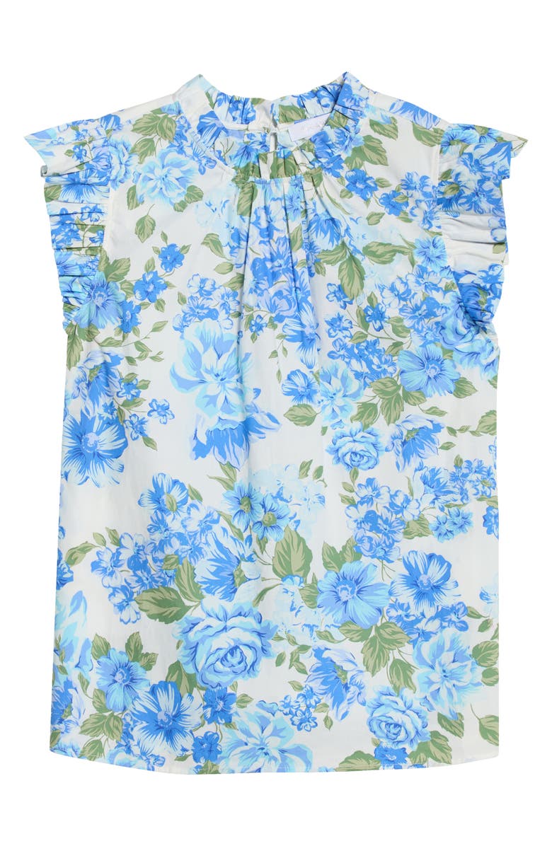 SUGARLIPS Truth Be Told Floral Print Sleeveless Top, Alternate, color, Blue-Cream