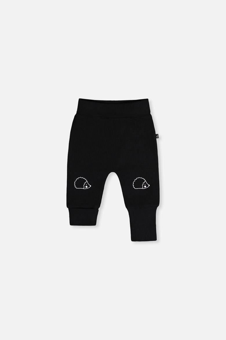 Organic Cotton Hedgehog Foldover Waist Evolutive Pants, Main, color, Black and Brown