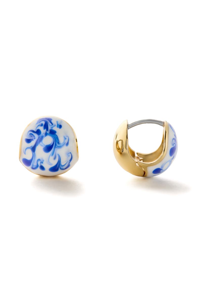Statement Earrings - Mini Abby Marble Blue, Main, color, Marble Blue/ Gold