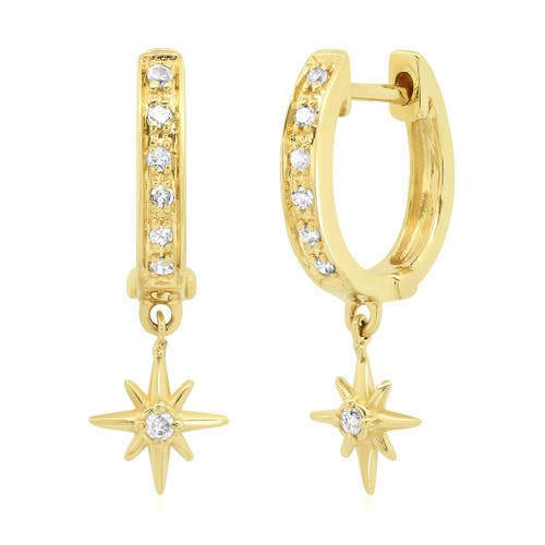 Elliot Young Pave Diamond 14k Gold Huggie Hoop In Yellow
