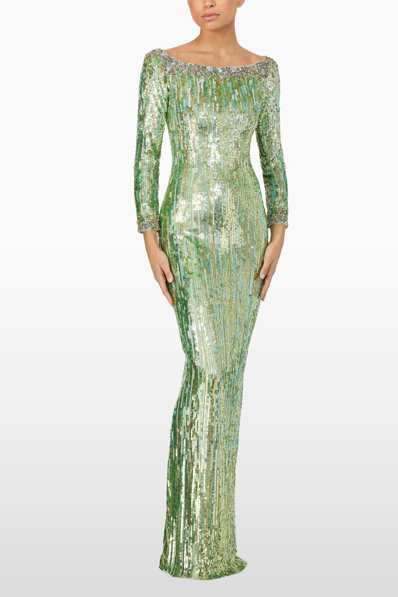 Marnie Sequin Maxi Dress, Alternate, color, Green Opal