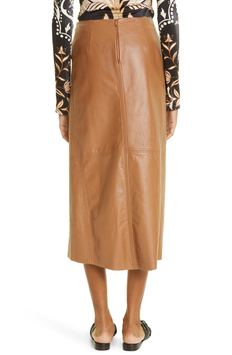 Johanna Ortiz Faux Wrap Leather Midi Skirt, Alternate, color, 