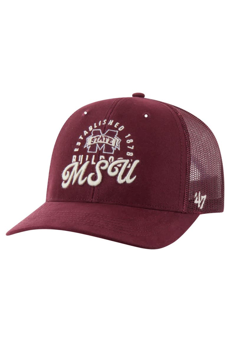 Men's '47 Maroon Mississippi State Bulldogs Pitstop Trucker Adjustable Hat, Main, color, Maroon
