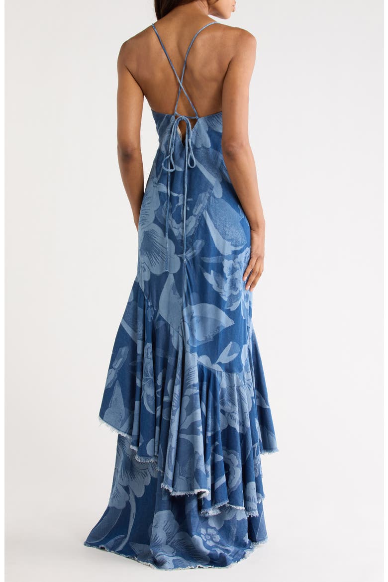 Luisa Asymmetrical Ruffle Maxi Dress, Alternate, color, DANCING ROSE GIANT TONAL