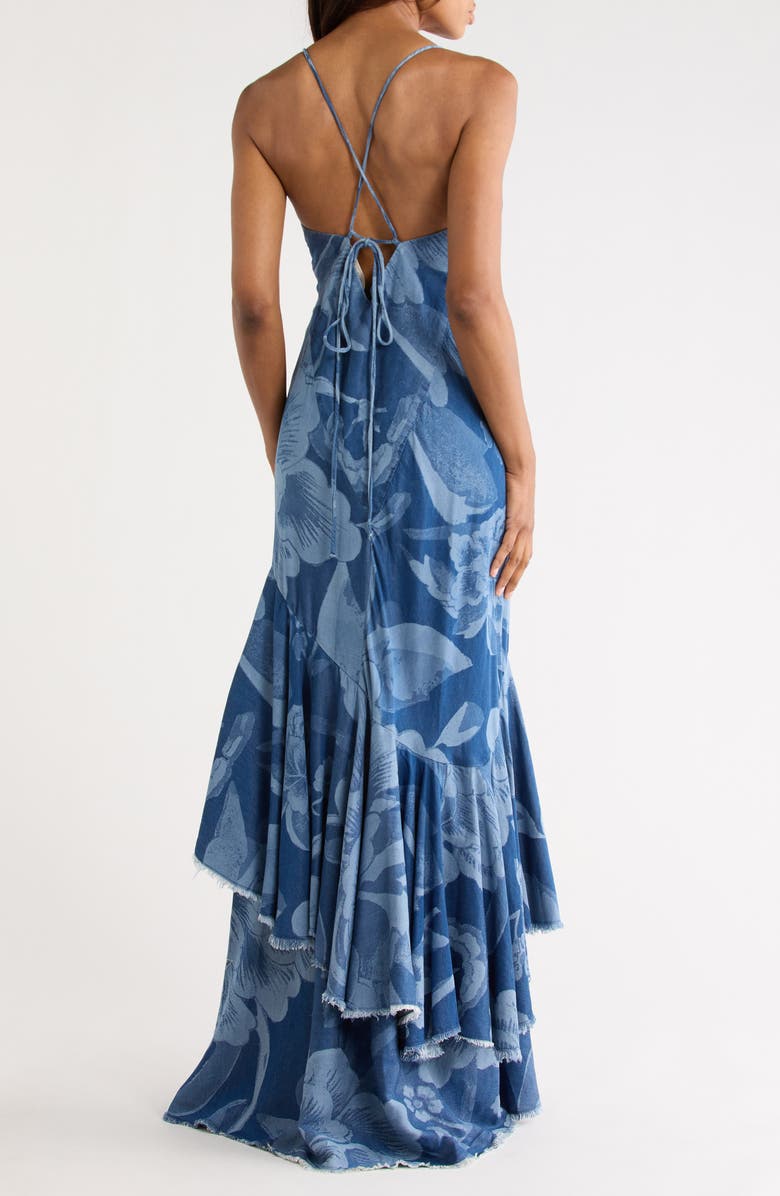 Diane von Furstenberg Luisa Asymmetrical Ruffle Maxi Dress, Alternate, color, Dancing Rose Giant Tonal