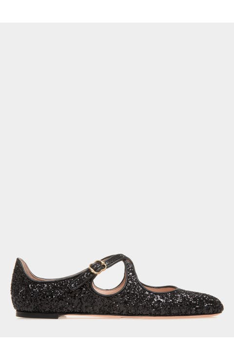 rina Flat In Glitter with Leather Lining