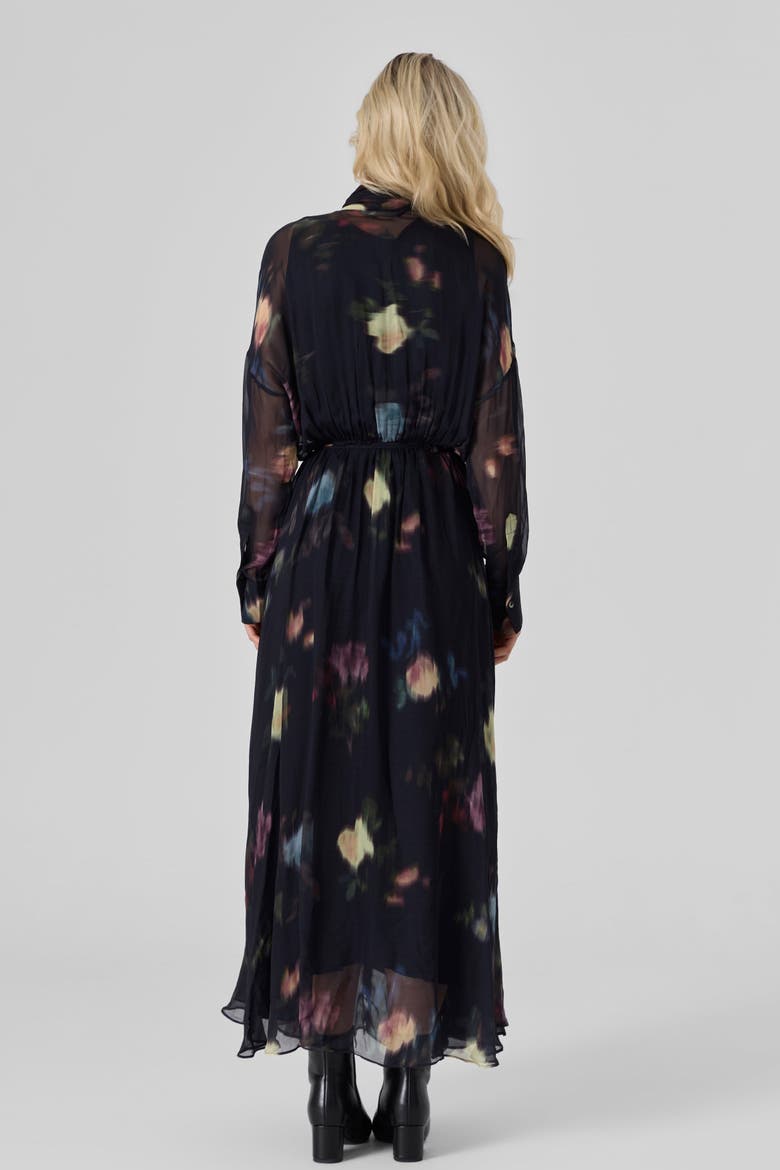 Silk Chiffon Neck-Tie Maxi Dress, Alternate, color, Black/Colors
