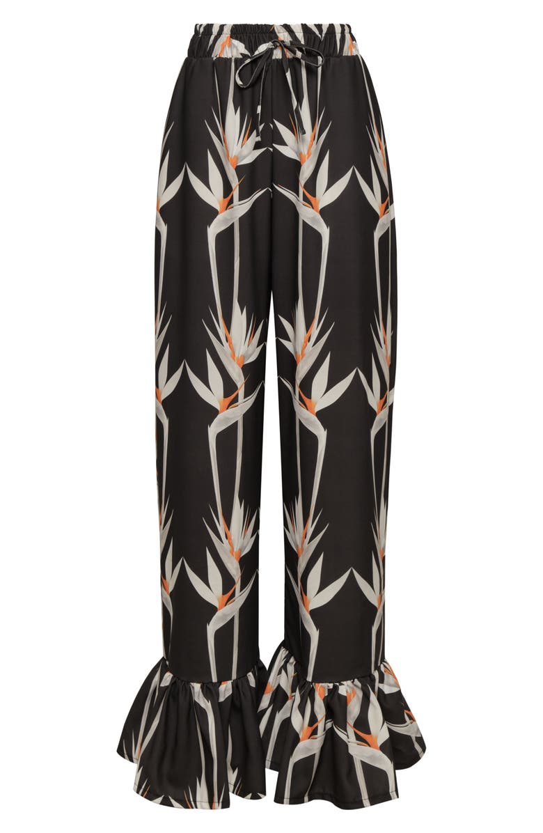 The Lulo Project Floral Ruffle Hem Drawstring Pants, Alternate, color, 