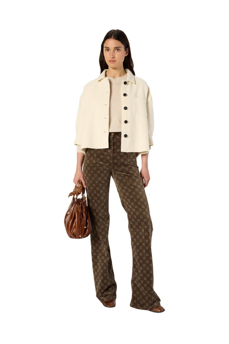 Ninon Cropped Plain Tweed Jacket, Alternate, color, Ecru