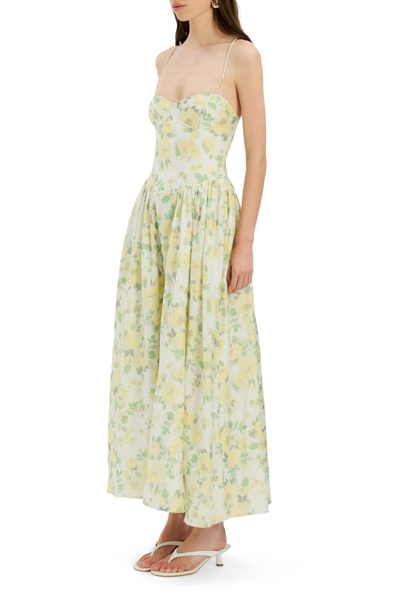 Estie Printed Lace Back Maxi Dress, Alternate, color, YELLOW FLORAL