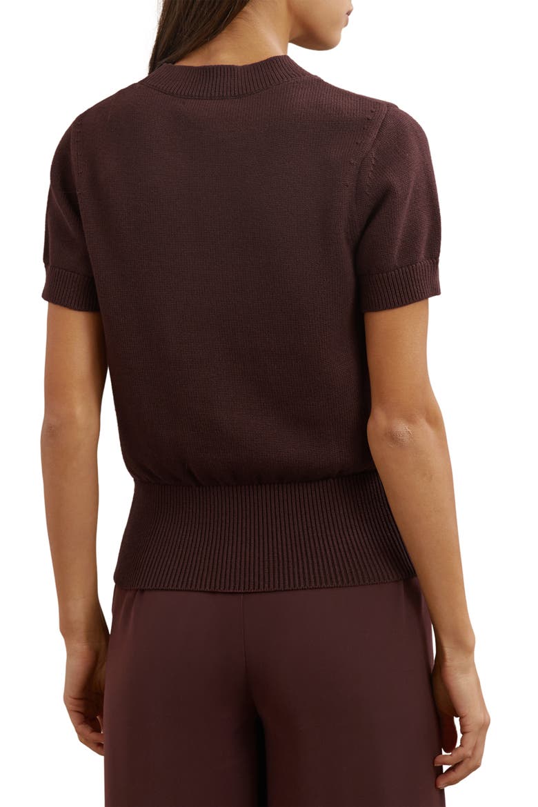 Anita Short Sleeve Cotton & Wool Sweater, Alternate, color, BURGUNDY