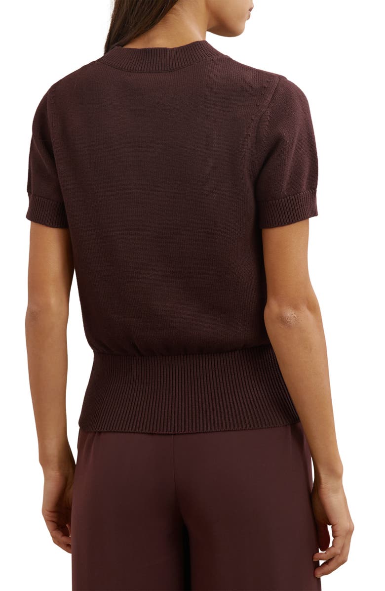 Reiss Anita Short Sleeve Cotton & Wool Sweater, Alternate, color, Burgundy
