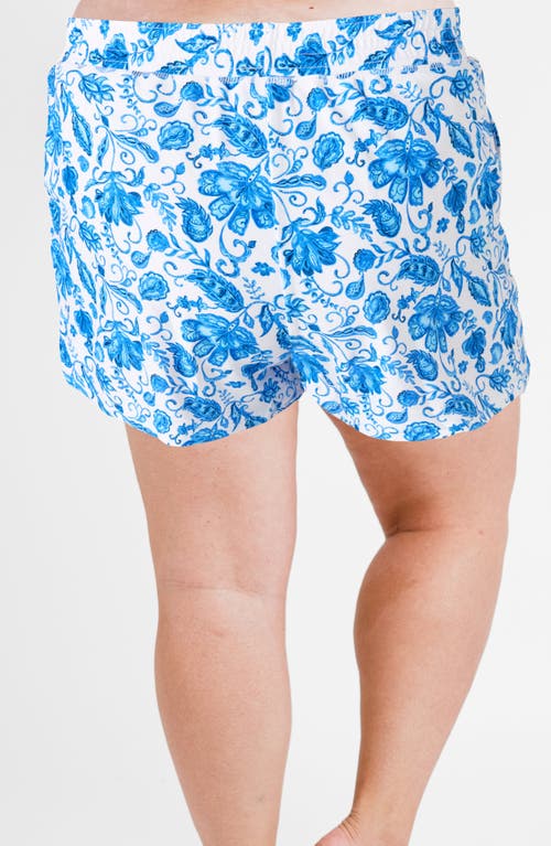 Calypsa Plus Size Classic Fit Swim Shorts With Panty In Blue