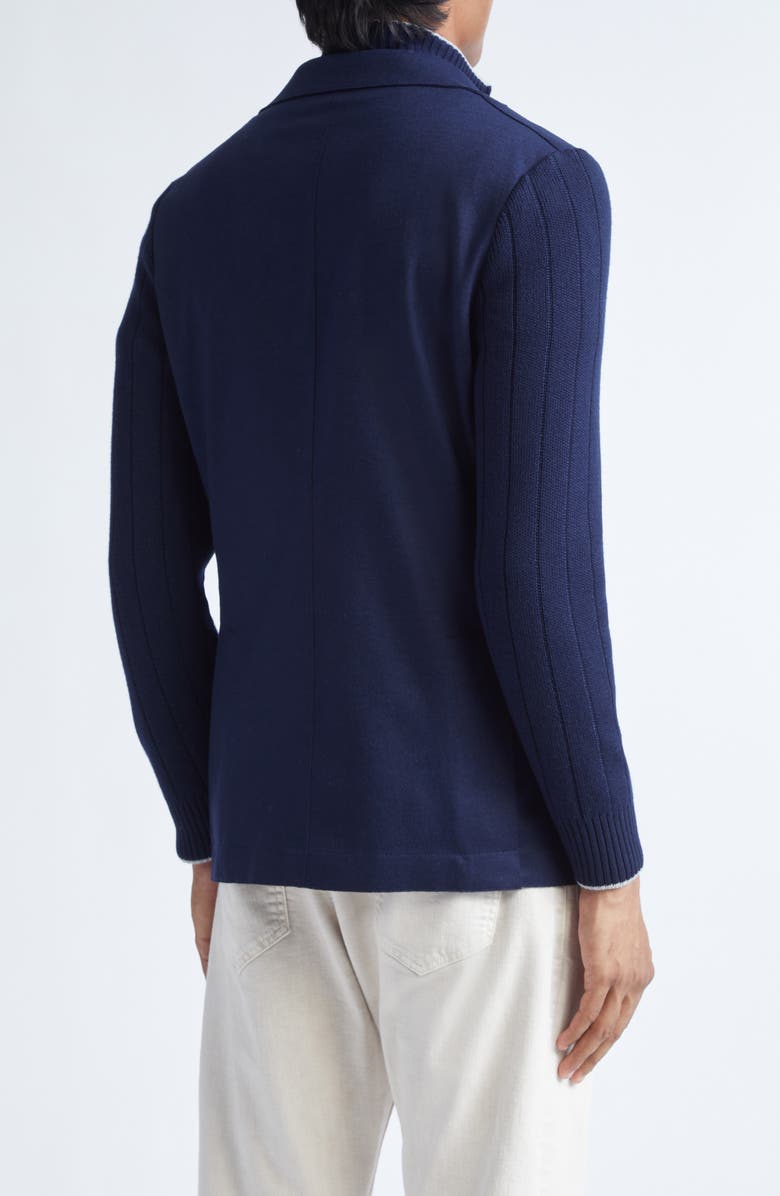 Eleventy Mixed Media Wool Blazer with Removable Bib, Alternate, color, Navy Blue