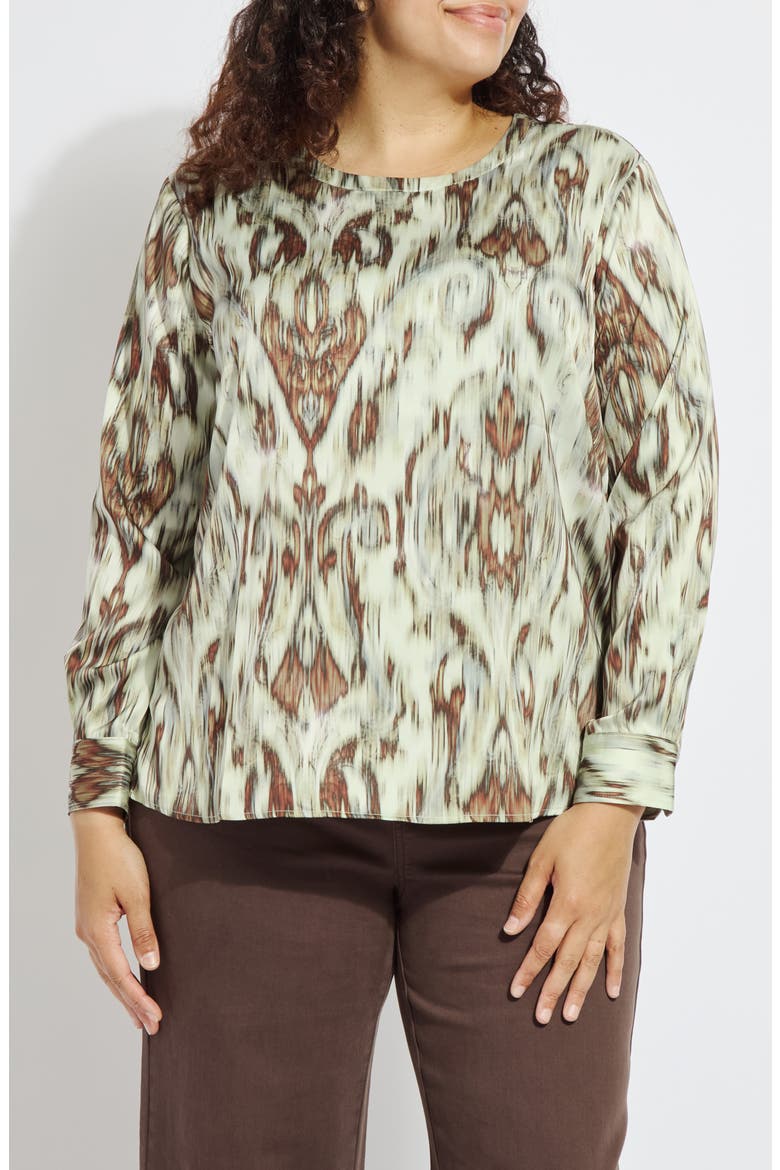 Tanni Crewneck Satin Top, Main, color, WOODLAND PAISLEY