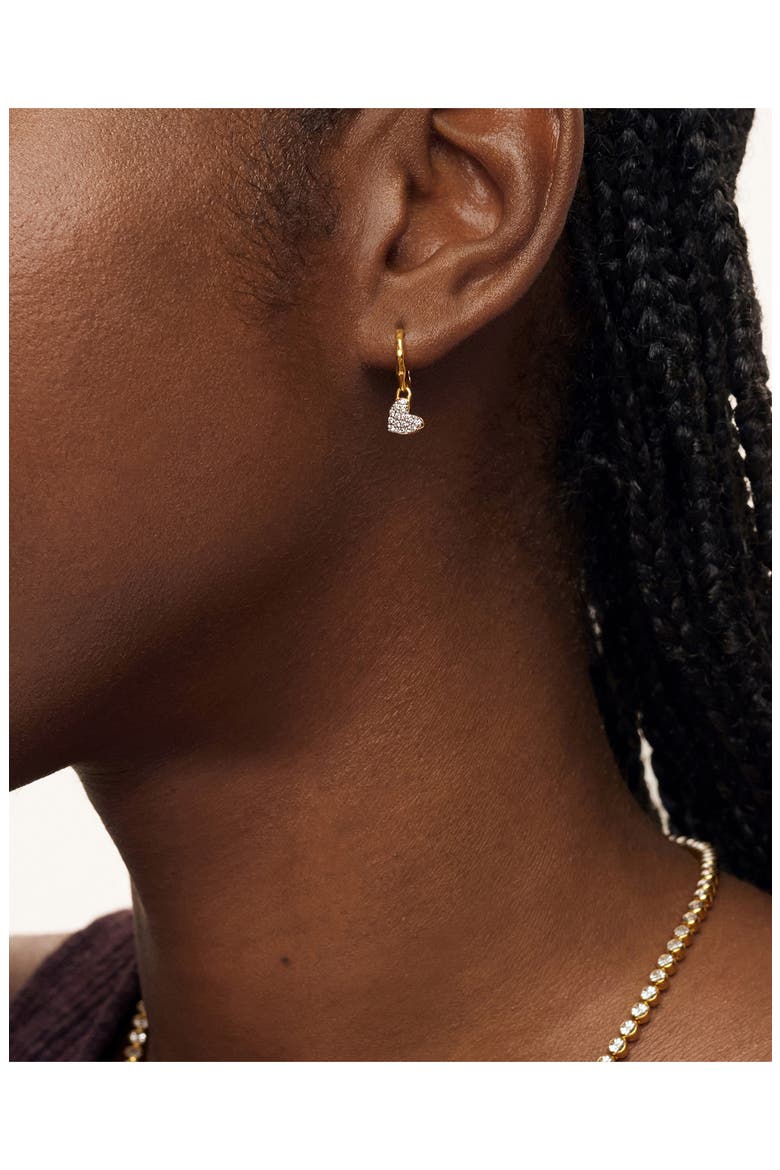 Lab-Created Diamond Heart Huggie Hoop Earrings, Alternate, color, 18K GOLD VERMEIL