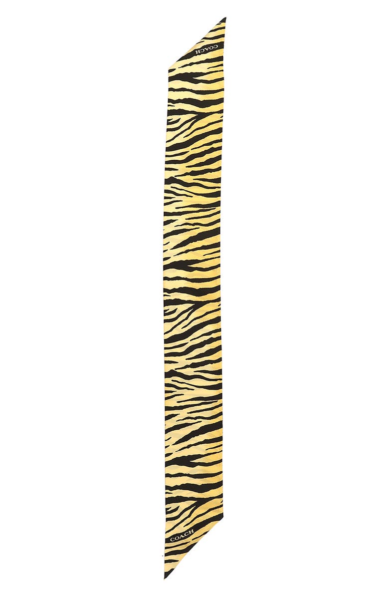 COACH Tiger Stripe Wide Silk Scarf, Alternate, color, Yellow/ Black