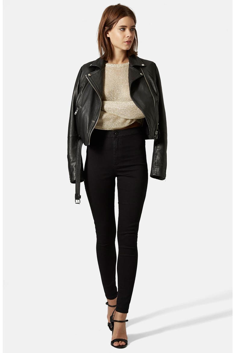 Joni High Waist Ankle Skinny Jeans, Alternate, color, BLACK