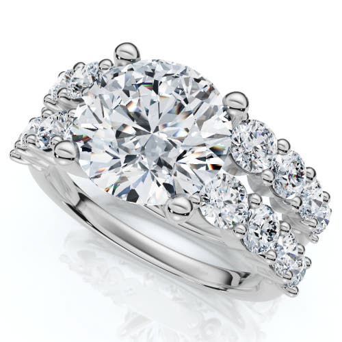 Bliss Diamond Certified 3 6/8ct Diamond Engagement Wedding Ring Set 14k Gold Lab Grown In Silver