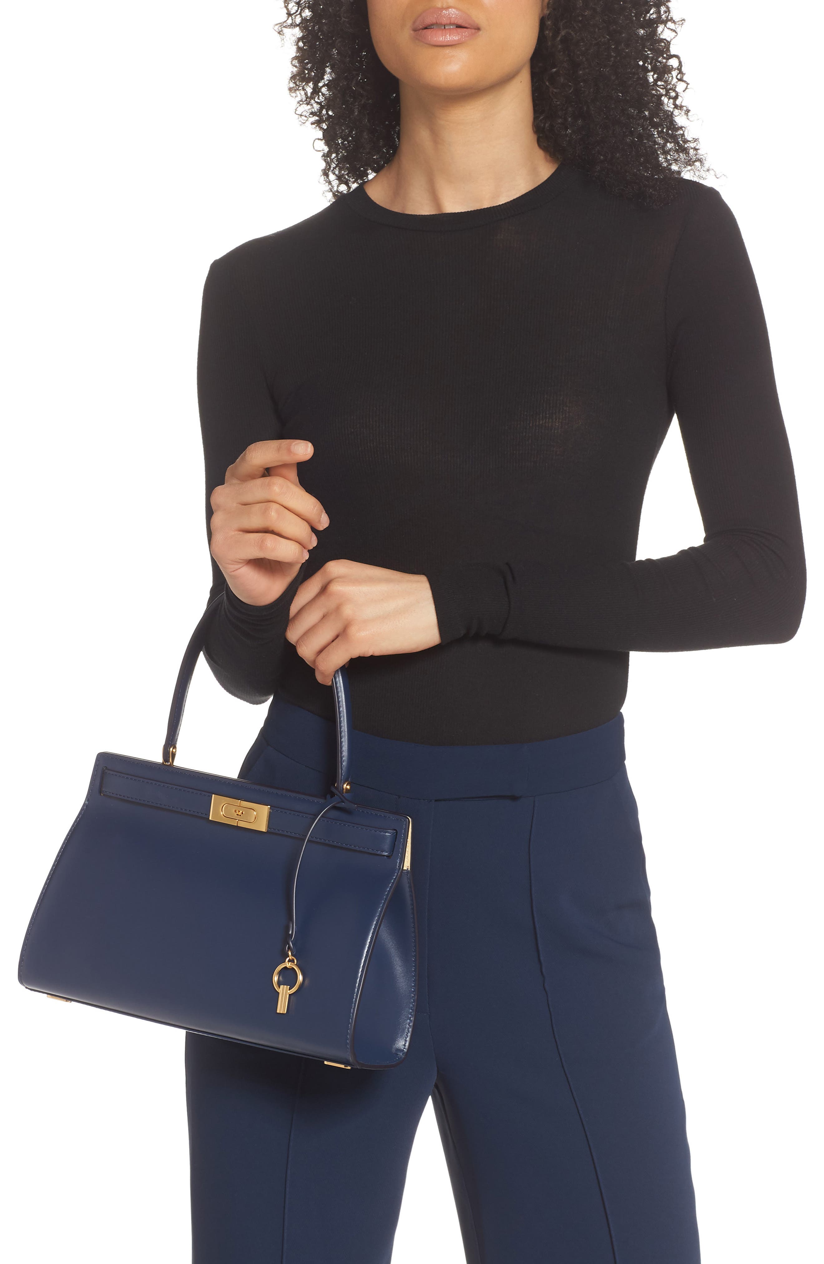 Small Lee Radziwill Leather Bag (Nordstrom Exclusive), Alternate, color, ROYAL NAVY