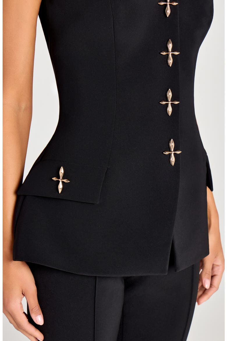 Zoe Peplum Waistcoat, Alternate, color, BLACK
