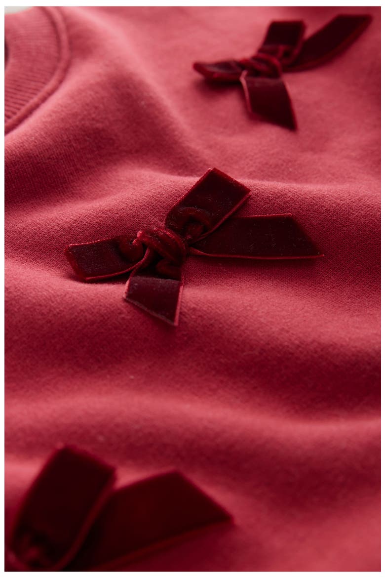 Kids' Velvet Bow Long Sleeve Sweatshirt Party Dress, Alternate, color, RED