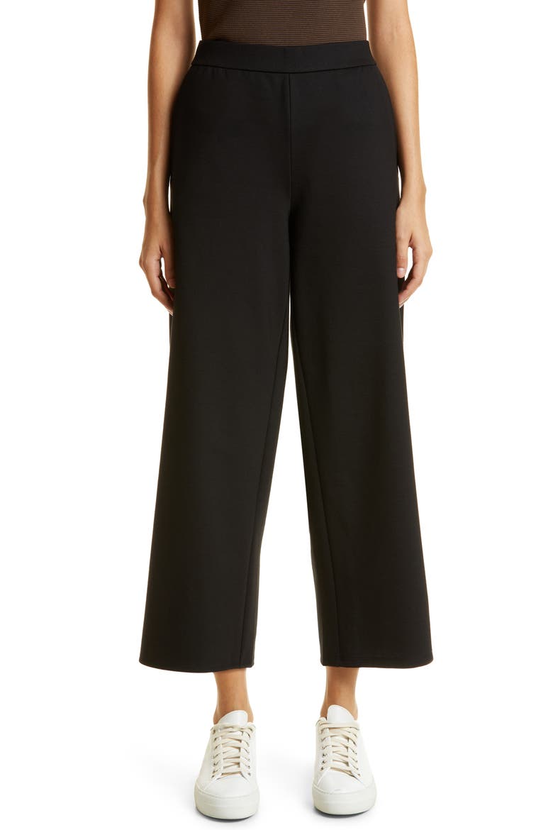 High Waist Wide Leg Ponte Pants, Main, color, BLACK