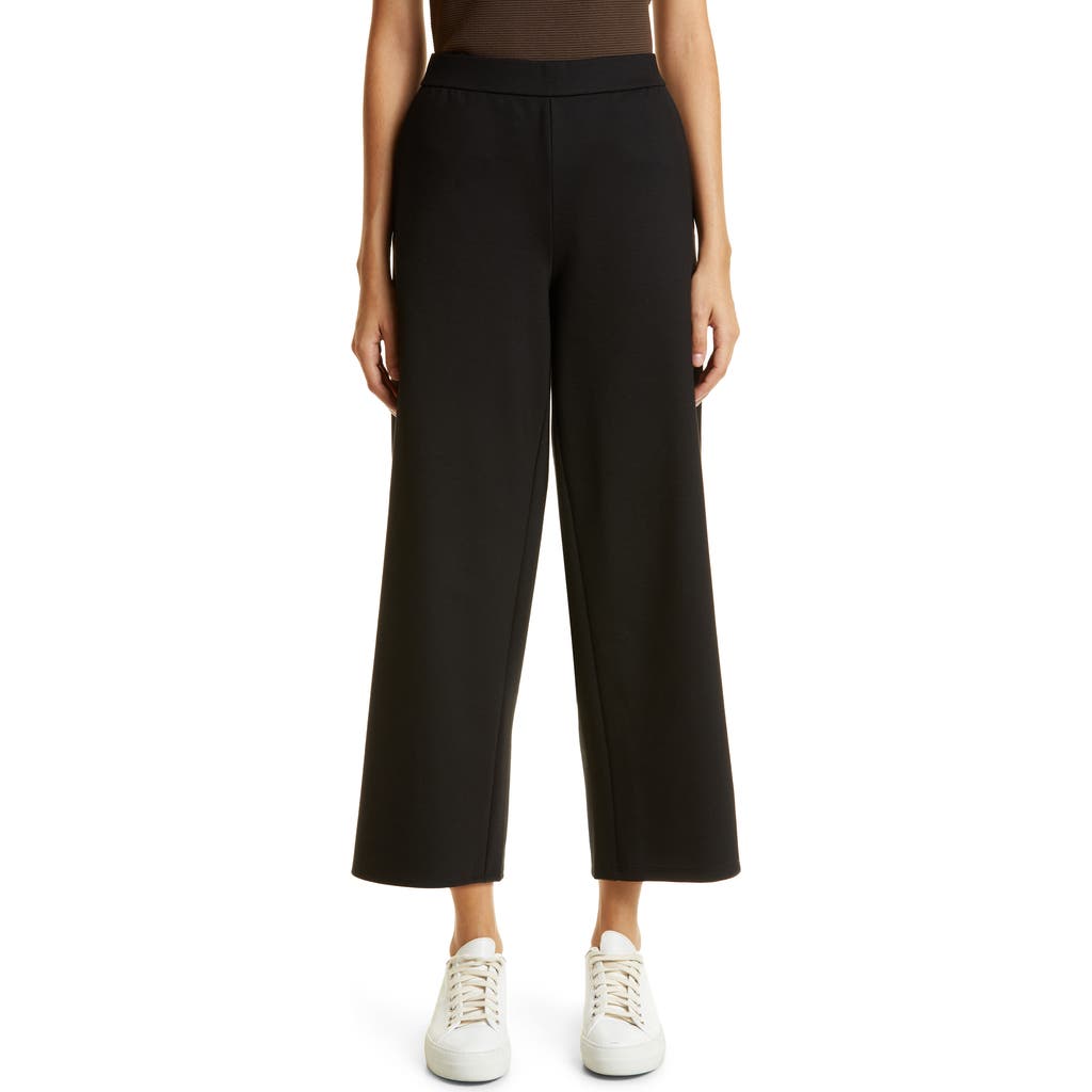 Eileen Fisher High Waist Wide Leg Ponte Pants In Black