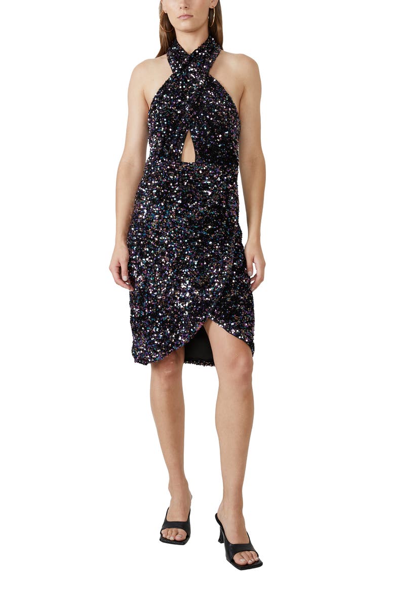 Bardot The Sequin Halter Dress, Main, color,