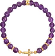 Karma and Luck Leap of Intuition - Amethyst Cross Charm Bracelet
