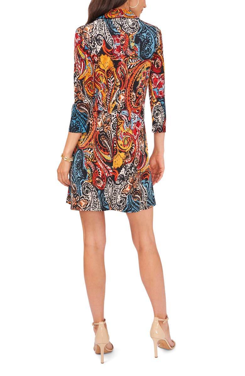 Chaus Paisley Stretch Jersey Dress, Alternate, color, Black/ Fuschia/ Aqua/ Multi