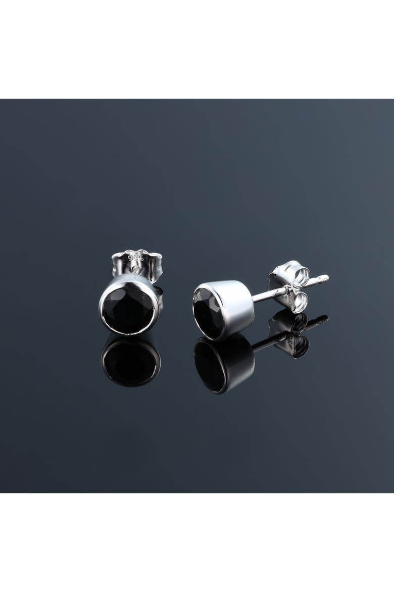 Yami 0.95CT Round Black Spinel Stud Earrings 925 Silver, Alternate, color, Sterling Silver