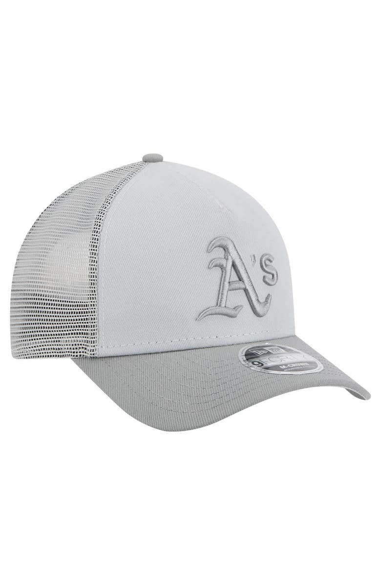 New Era Men's New Era Gray Athletics Color Pack A-Frame 9FORTY Trucker Adjustable Hat, Alternate, color,