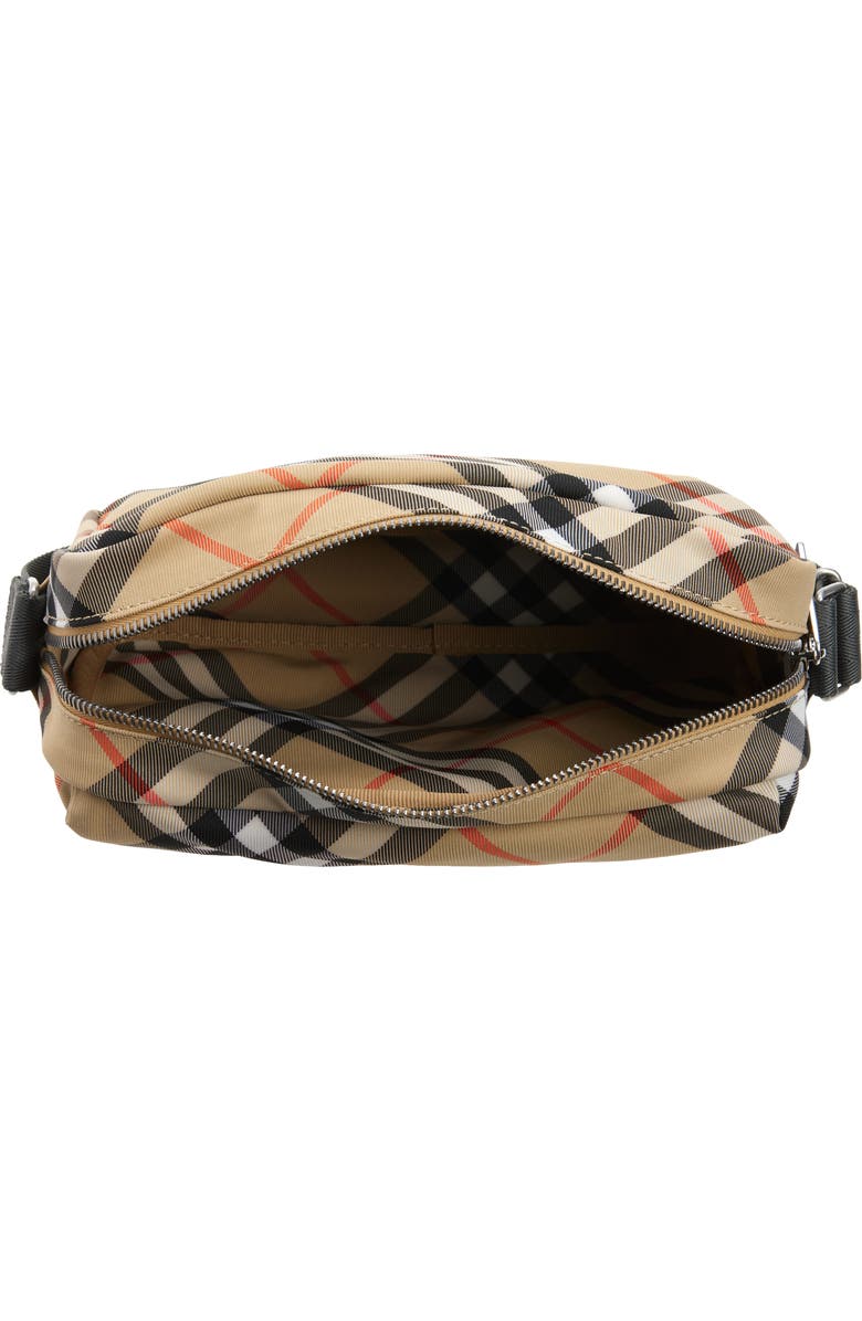 Burberry Equestrian Knight Check Canvas Crossbody Bag, Alternate, color, Sand
