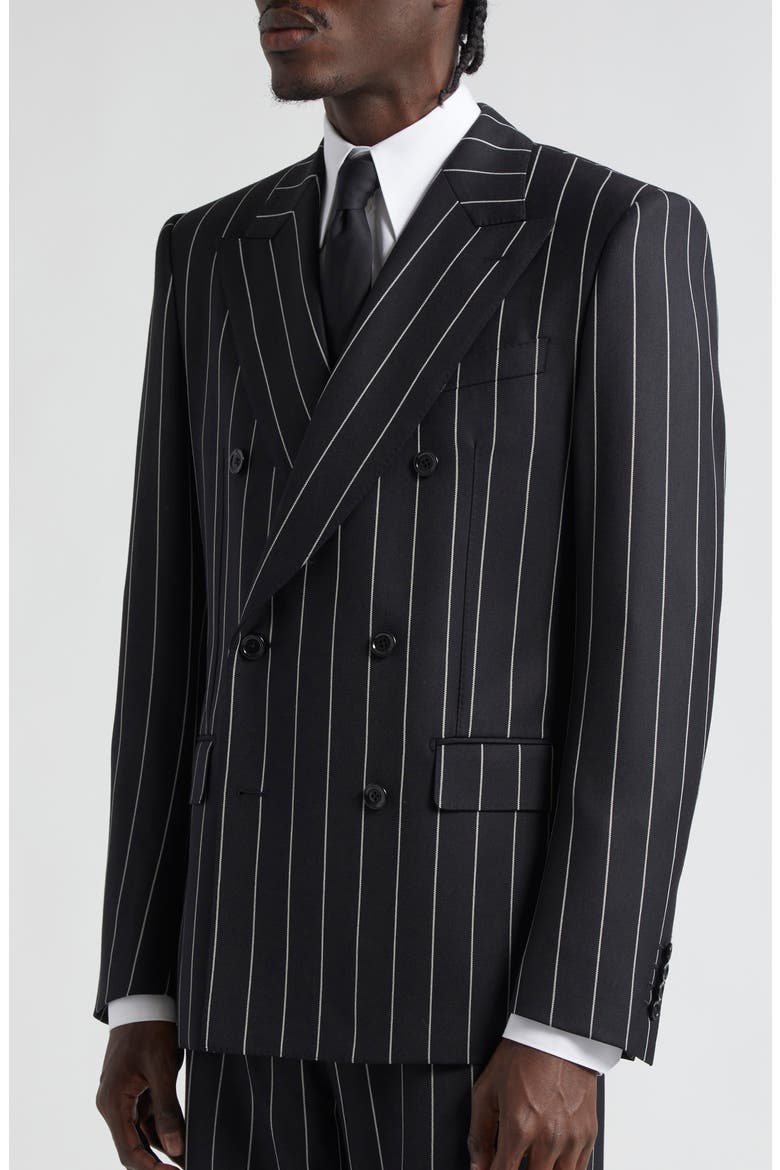 Sicilia Fit Pinstripe Double Breasted Wool Blazer, Alternate, color, RIGATO