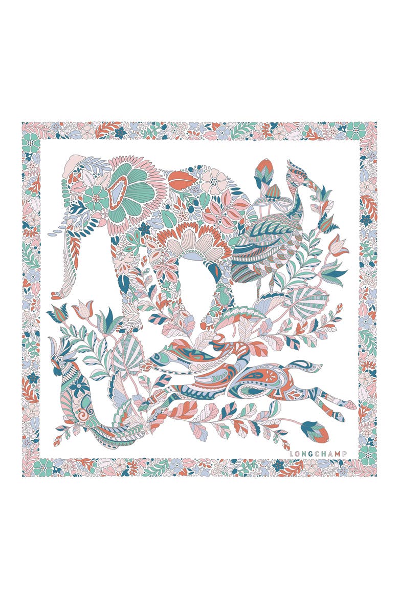 Foret Silk Square Scarf, Alternate, color, RAINBOW/ WHITE MULTI