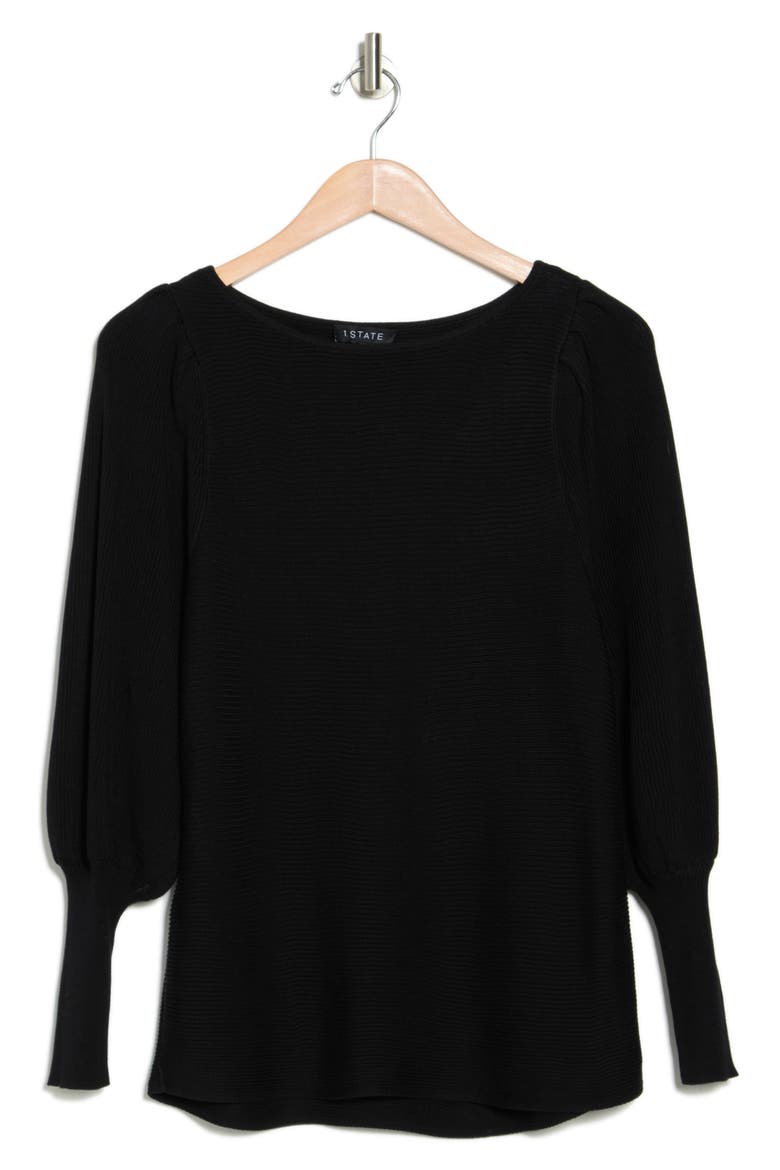 Ottoman Ribbed Sweater, Alternate, color, BLACK