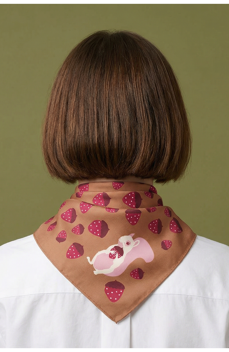 Centinelle Albino Squirrel Cotton Silk Bandana, Alternate, color, Brown