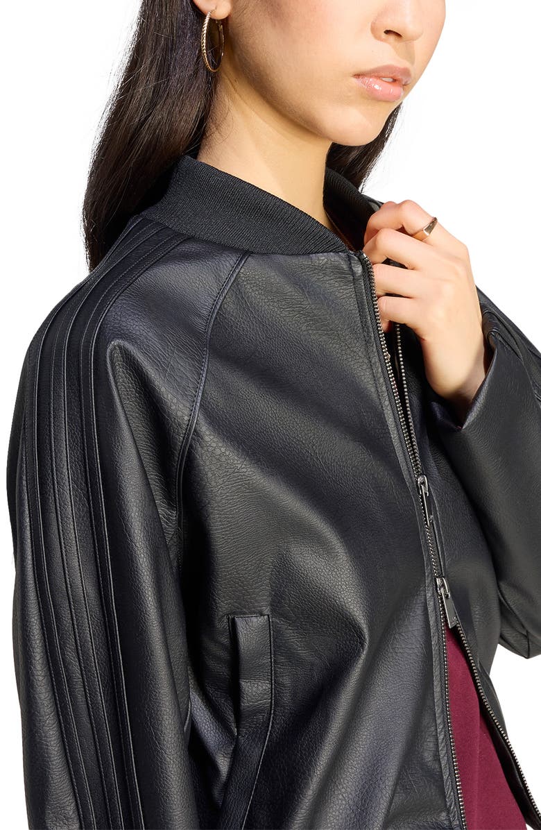 adidas Originals SST Faux Leather Track Jacket, Alternate, color, Black/ Maroon