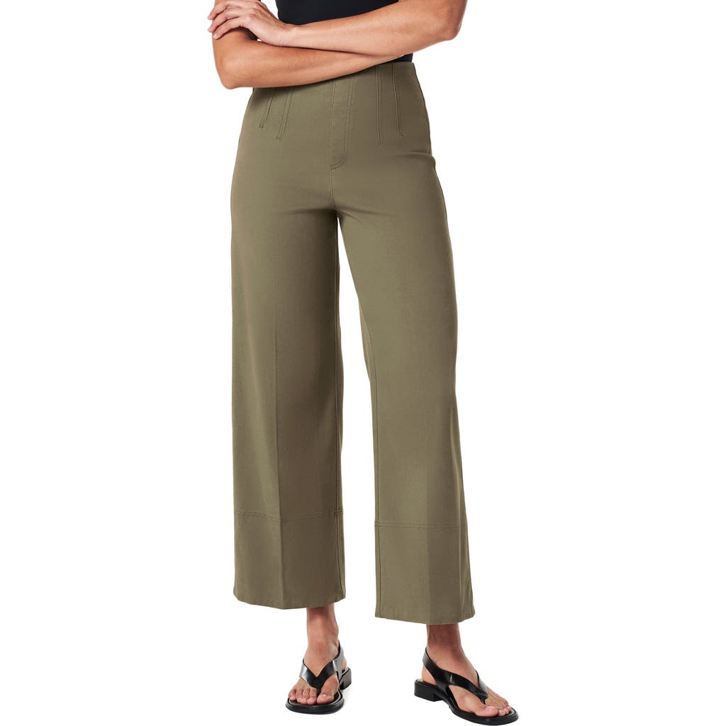 Spanx Olive Stretch-twill Wide-leg Trousers