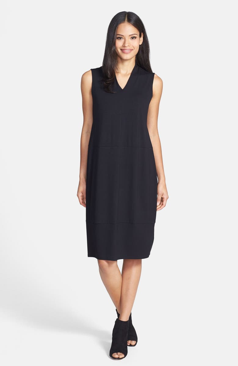 Eileen Fisher V-Neck Jersey Lantern Dress, Main, color, 