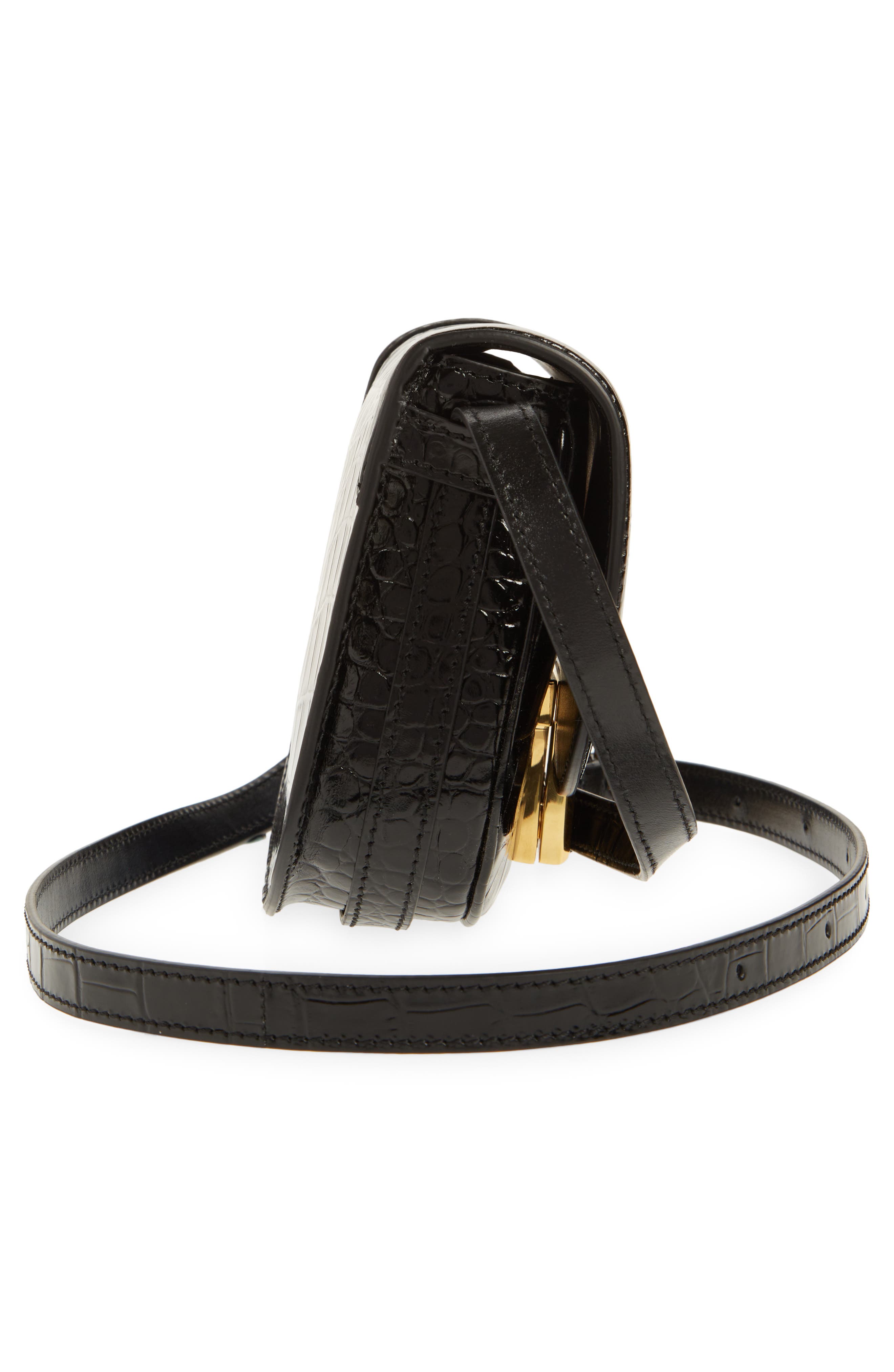 TOM FORD Mini Wallis Croc Embossed Leather Crossbody Bag, Alternate, color, 