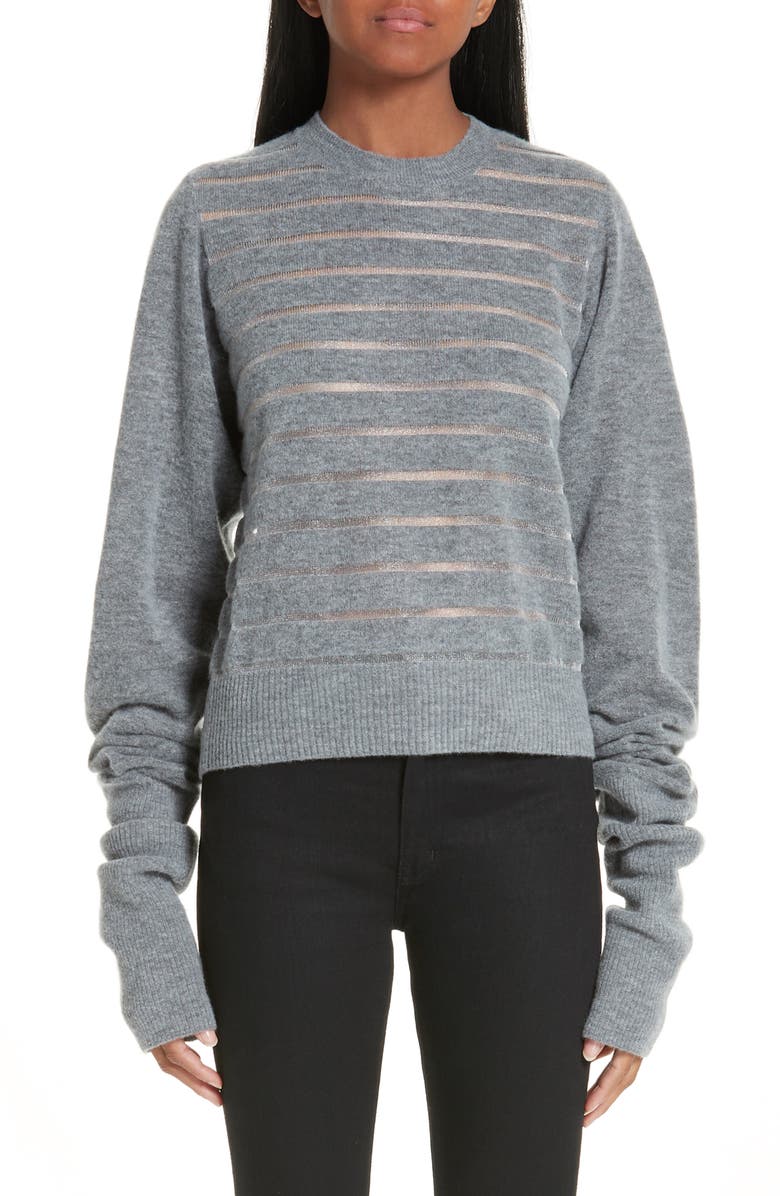 Noir Kei Ninomiya Sheer Stripe Wool Blend Sweater, Main, color,