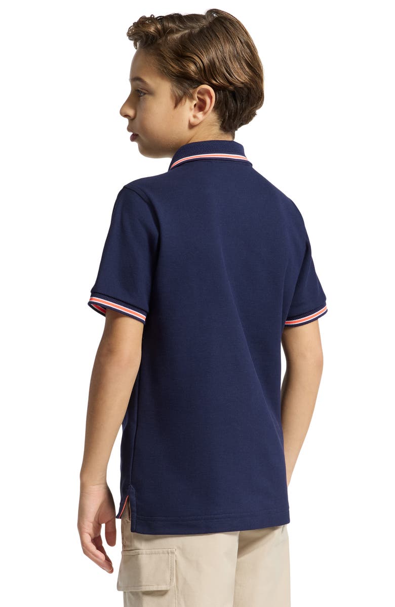 Psycho Bunny Kids' Stirling Tipped Cotton Piqué Polo, Alternate, color, Evening Blue