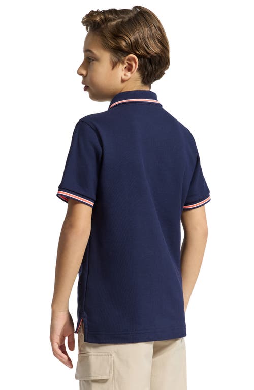 Psycho Bunny Kids' Stirling Tipped Cotton Piqué Polo In Evening Blue
